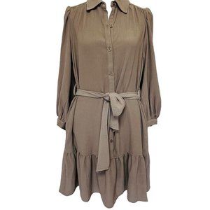 Max Studio Tired Dress Puff Sleeve Button Belted Boho